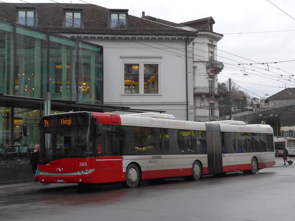 (177'333) - SW Winterthur - Nr. 349/ZH 766'349 - Solaris am 24. Dezember 2016 beim Hauptbahnhof Winterthur