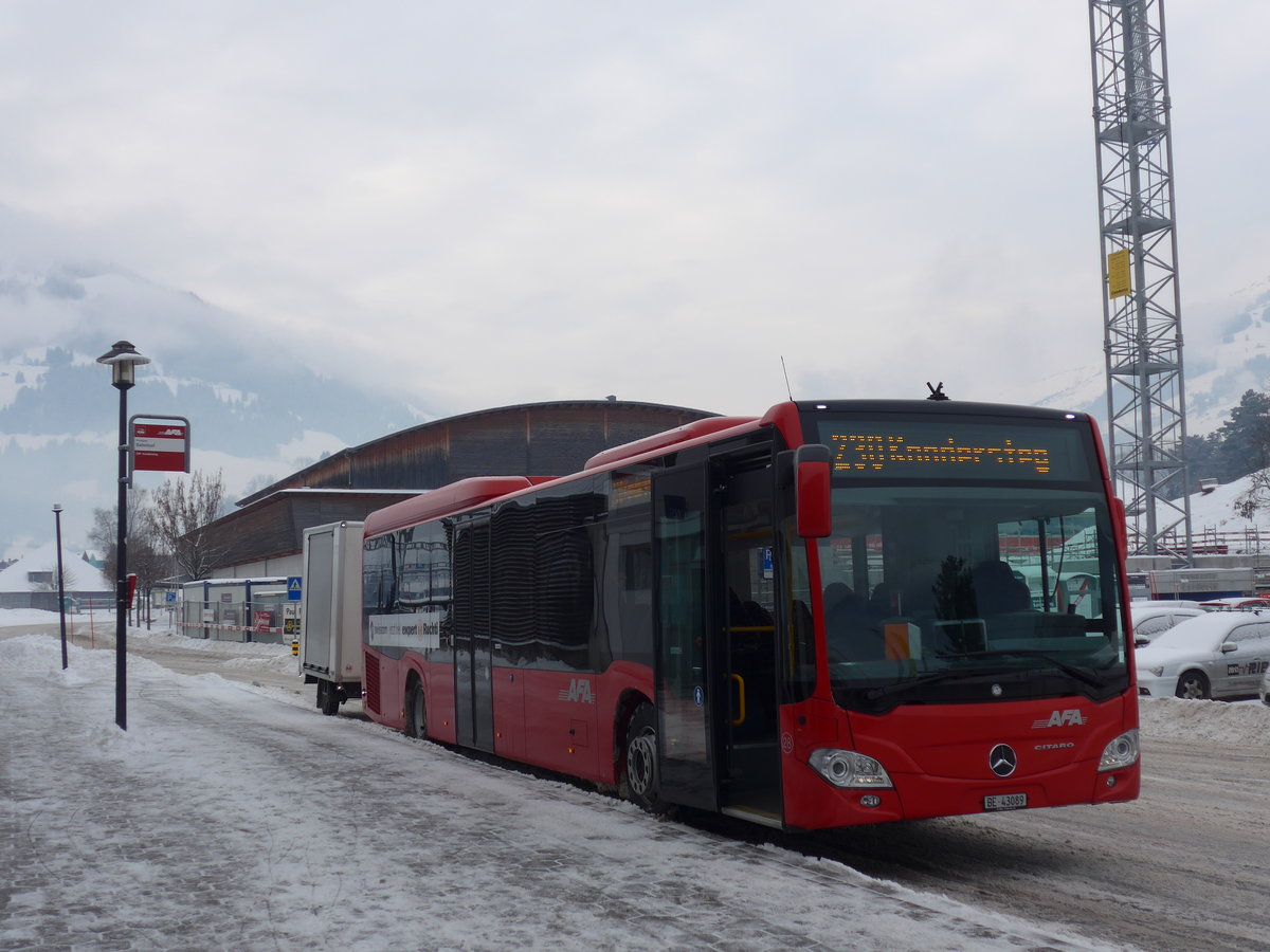 (177'928) - AFA Adelboden - Nr. 28/BE 43'089 - Mercedes am 8. Januar 2017 beim Bahnhof Frutigen