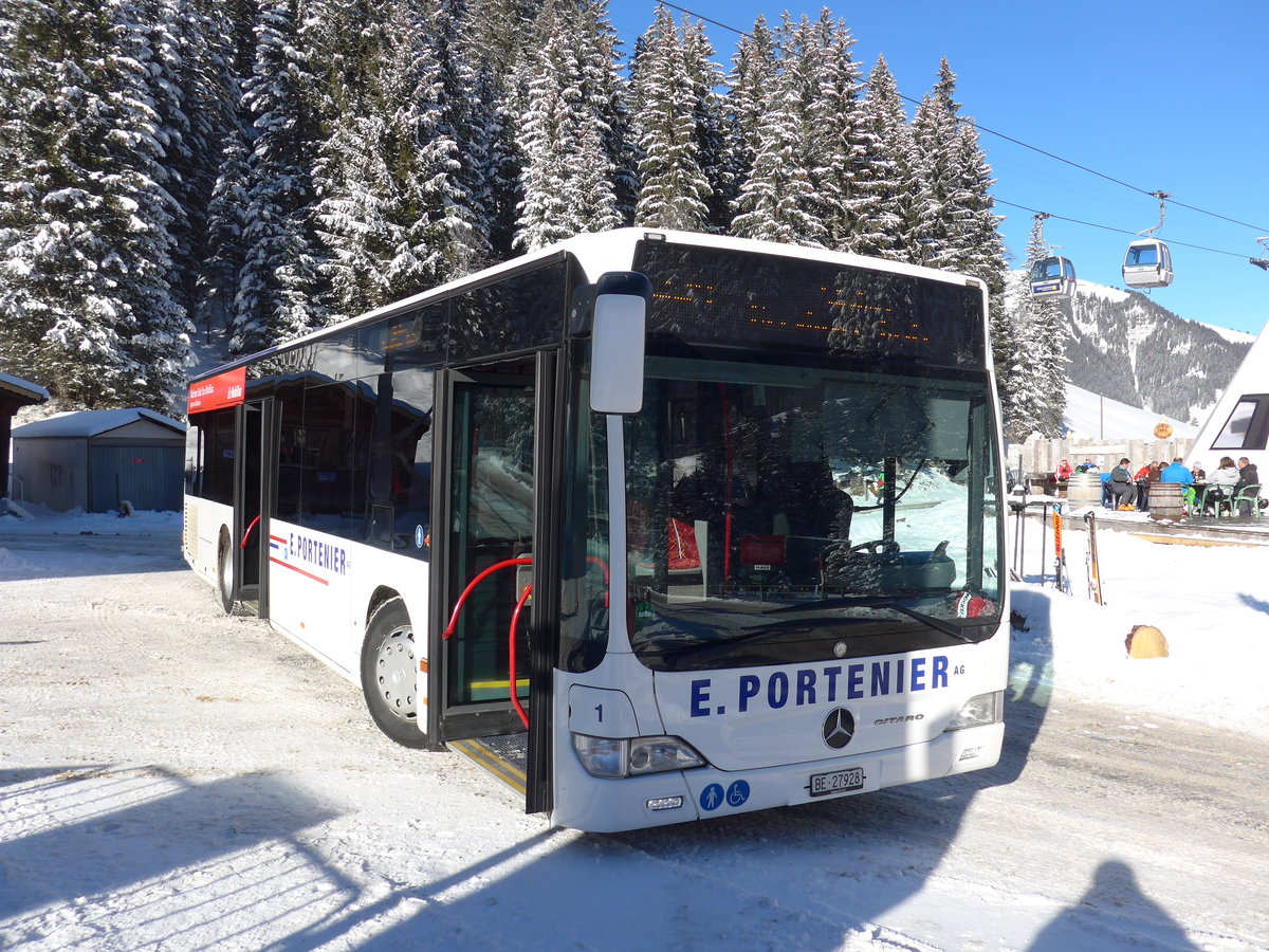 (178'004) - Portenier, Adelboden - Nr. 1/BE 27'928 - Mercedes (ex FRA-Bus, D-Frankfurt) am 9. Januar 2017 in Adelboden, Berglger