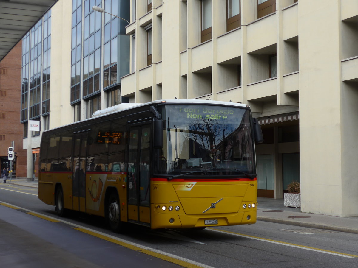 (178'278) - AutoPostale Ticino - Nr. 509/TI 215'203 - Volvo am 7. Februar 2017 in Lugano, Centro