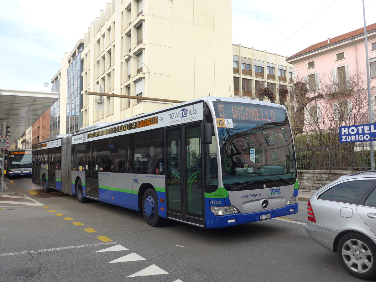 (178'288) - TPL Lugano - Nr. 404/TI 74'971 - Mercedes am 7. Februar 2017 in Lugano, Centro