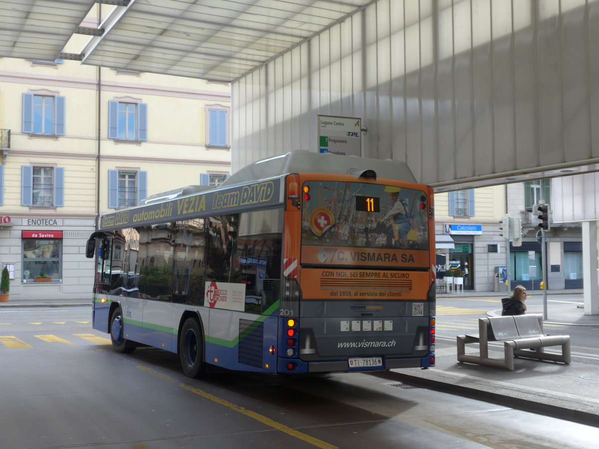 (178'295) - TPL Lugano - Nr. 201/TI 78'136 - Scania/Hess am 7. Februar 2017 in Lugano, Centro