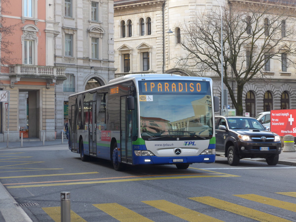 (178'304) - TPL Lugano - Nr. 302/TI 223'837 - Mercedes am 7. Februar 2017 in Lugano, Centro