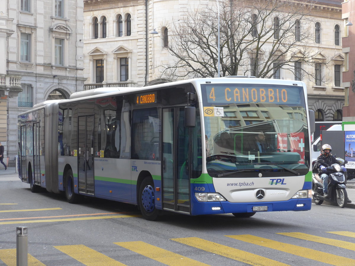 (178'317) - TPL Lugano - Nr. 409/TI 207'020 - Mercedes am 7. Februar 2017 in Lugano, Centro