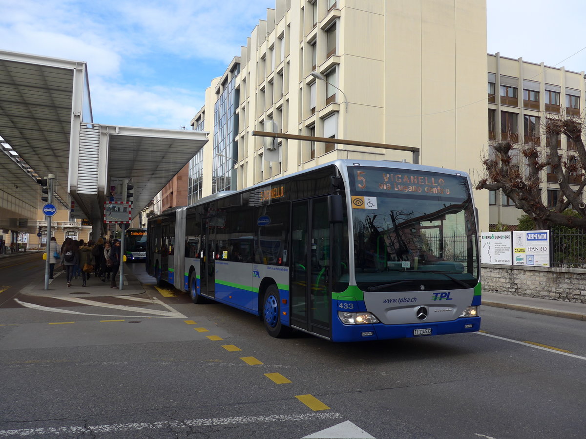 (178'331) - TPL Lugano - Nr. 433/TI 114'533 - Mercedes am 7. Februar 2017 in Lugano, Centro