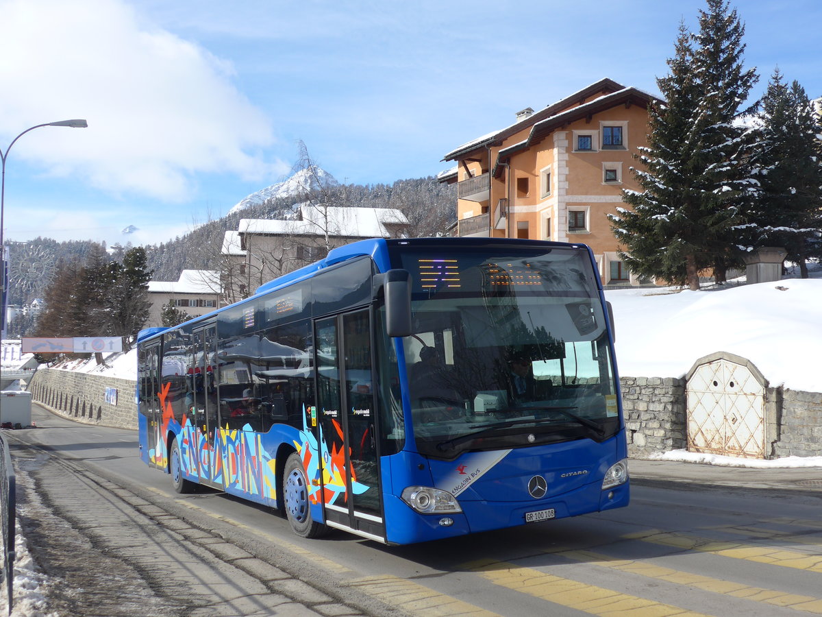 (178'388) - SBC Chur - Nr. 108/GR 100'108 - Mercedes am 9. Februar 2017 beim Bahnhof St. Moritz