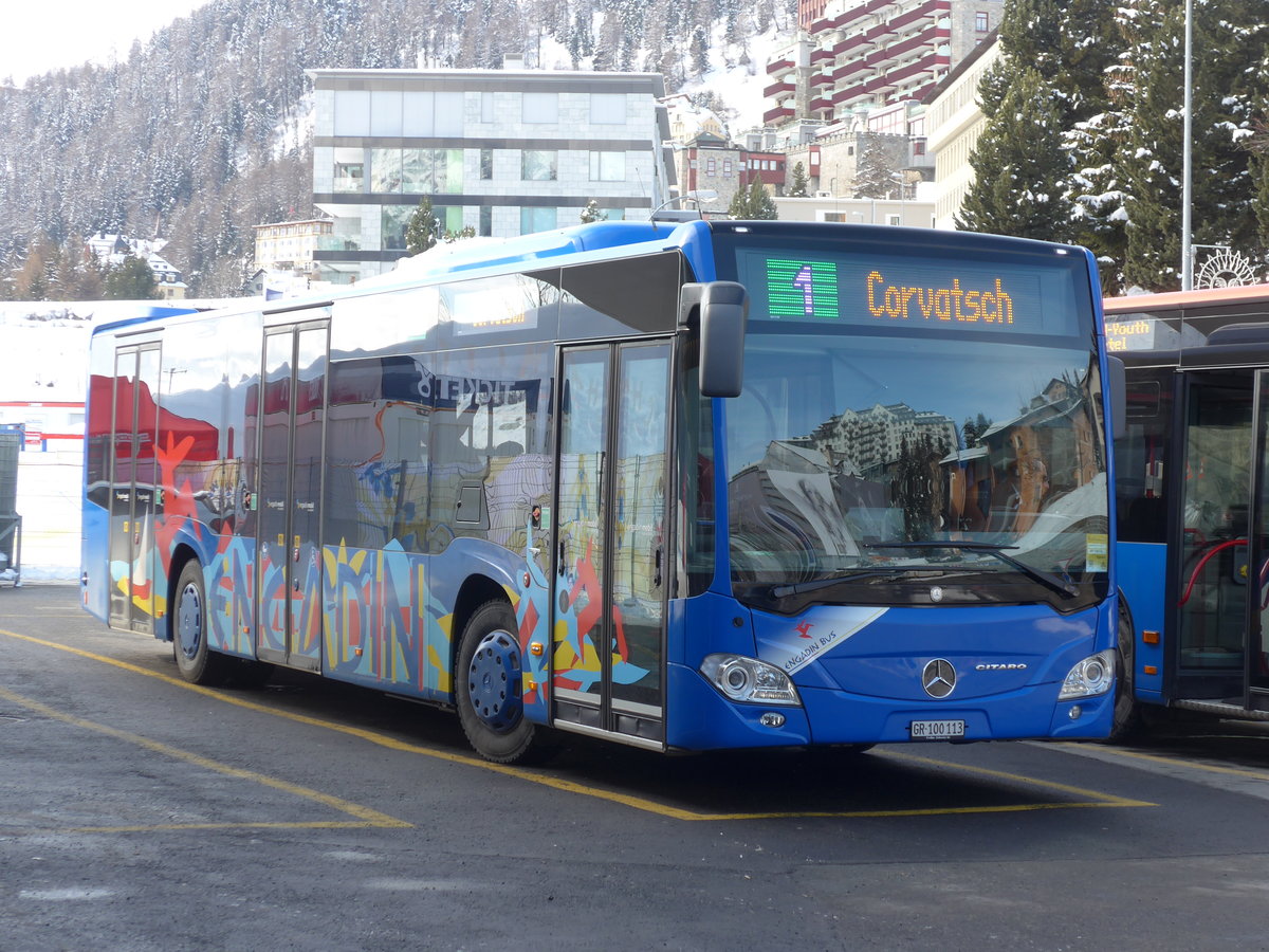 (178'408) - SBC Chur - Nr. 113/GR 100'113 - Mercedes am 9. Februar 2017 beim Bahnhof St. Moritz