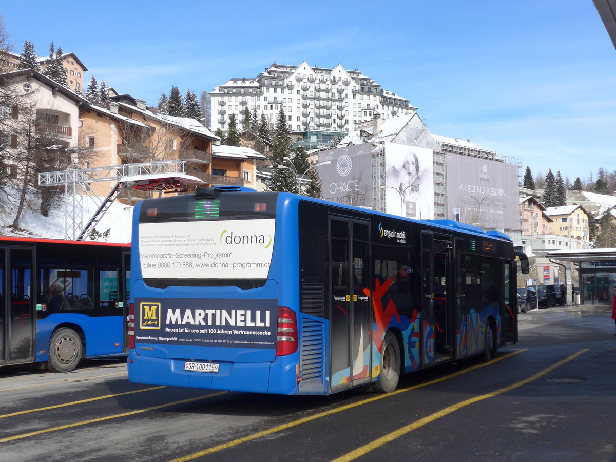 (178'414) - SBC Chur - Nr. 115/GR 100'115 - Mercedes am 9. Februar 2017 beim Bahnhof St. Moritz
