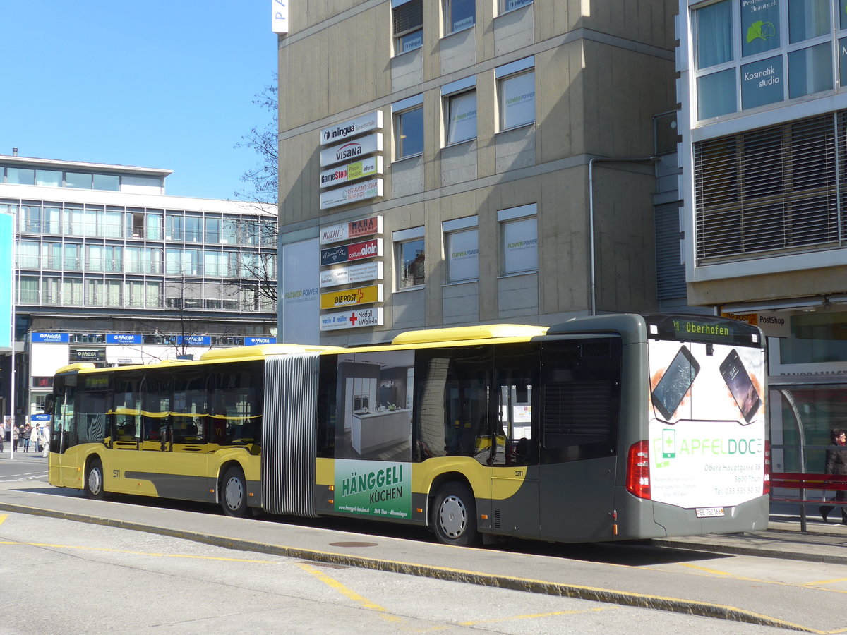 (179'237) - STI Thun - Nr. 166/BE 752'166 - Mercedes am 27. Mrz 2017 beim Bahnhof Thun