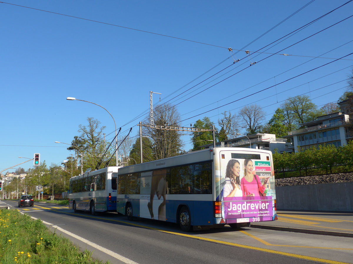 (179'378) - VBL Luzern - Nr. 316 - Lanz+Marti/Hess Personenanhnger am 10. April 2017 in Luzern, Verkehrshaus
