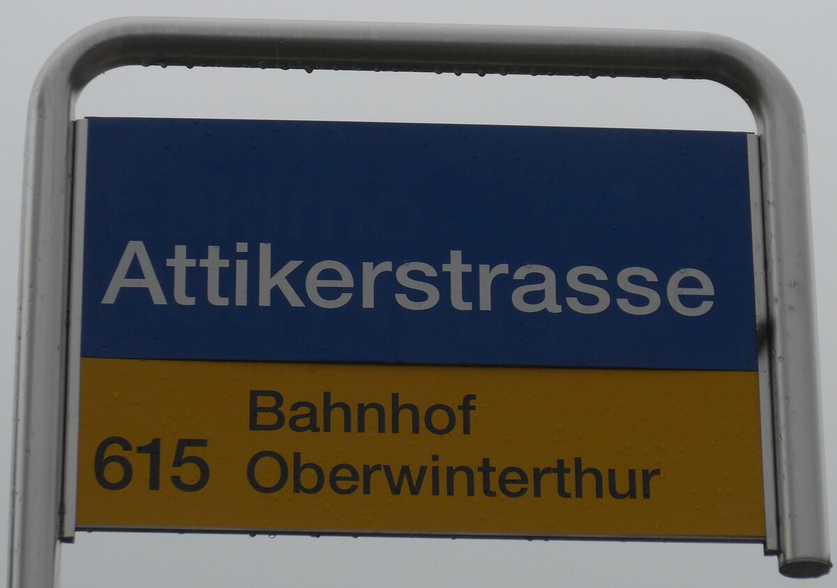 (179'653) - ZVV/PostAuto-Haltestellenschild - Wiesendangen, Attikerstrasse - am 16. April 2017