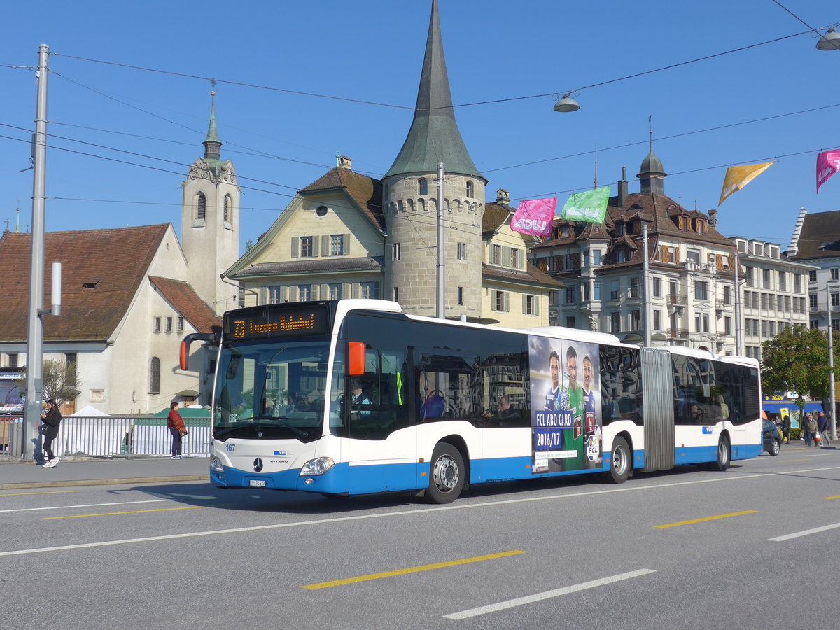 (179'751) - VBL Luzern - Nr. 167/LU 174'637 - Mercedes am 29. April 2017 in Luzern, Bahnhofbrcke