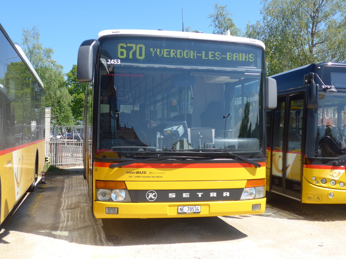 (179'850) - Interbus, Yverdon - Nr. 54/NE 70'534 - Setra (ex CarPostal Ouest; ex P 25'645) am 29. April 2017 in Yverdon, Postgarage (Einsatz PostAuto)
