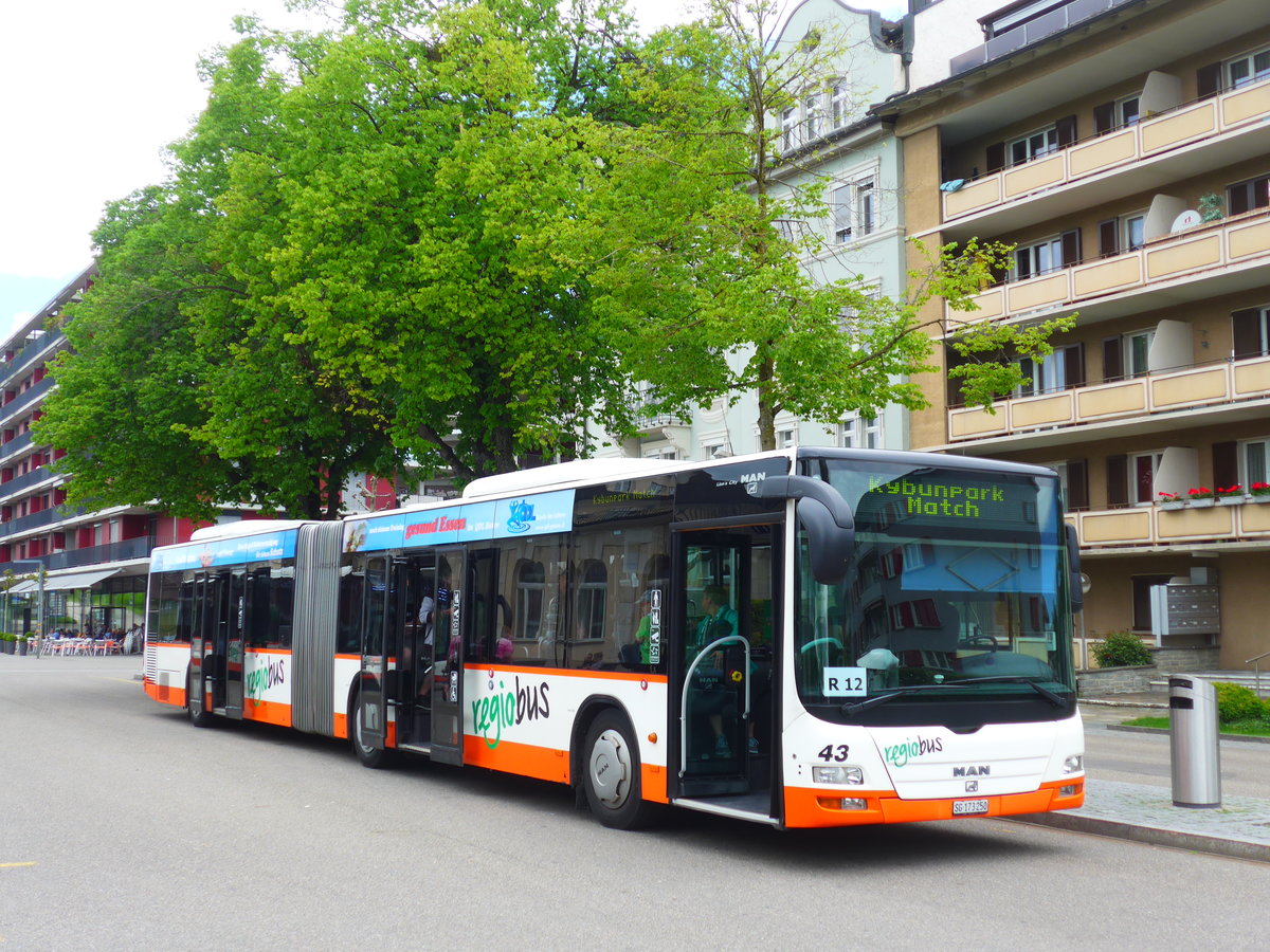 (180'212) - Regiobus, Gossau - Nr. 43/SG 173'250 - MAN am 21. Mai 2017 beim Bahnhof Gossau