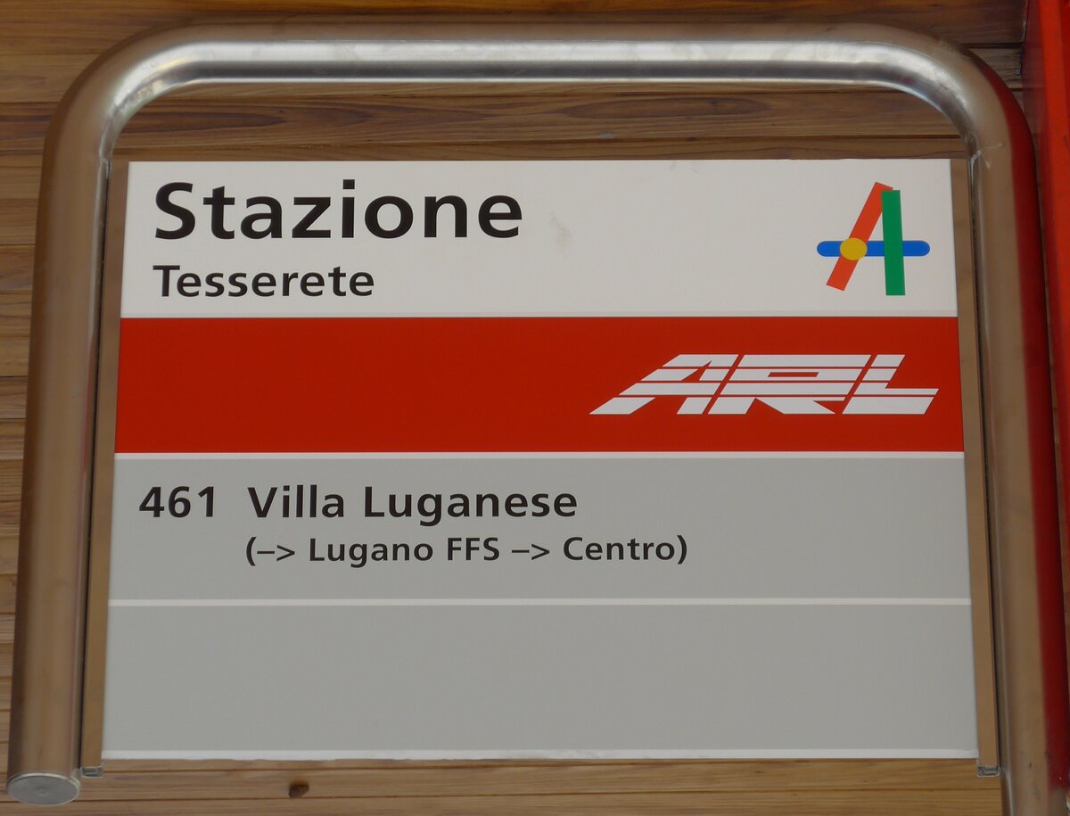 (180'580) - ARL-Haltestellenschild - Tesserete, Stazione - am 23. Mai 2017