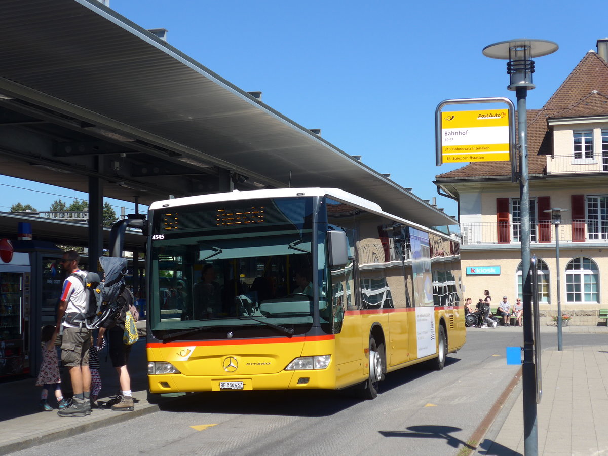 (180'770) - PostAuto Bern - BE 836'487 - Mercedes (ex Nr. 533; ex BE 653'387) am 26. Mai 2017 beim Bahnhof Spiez