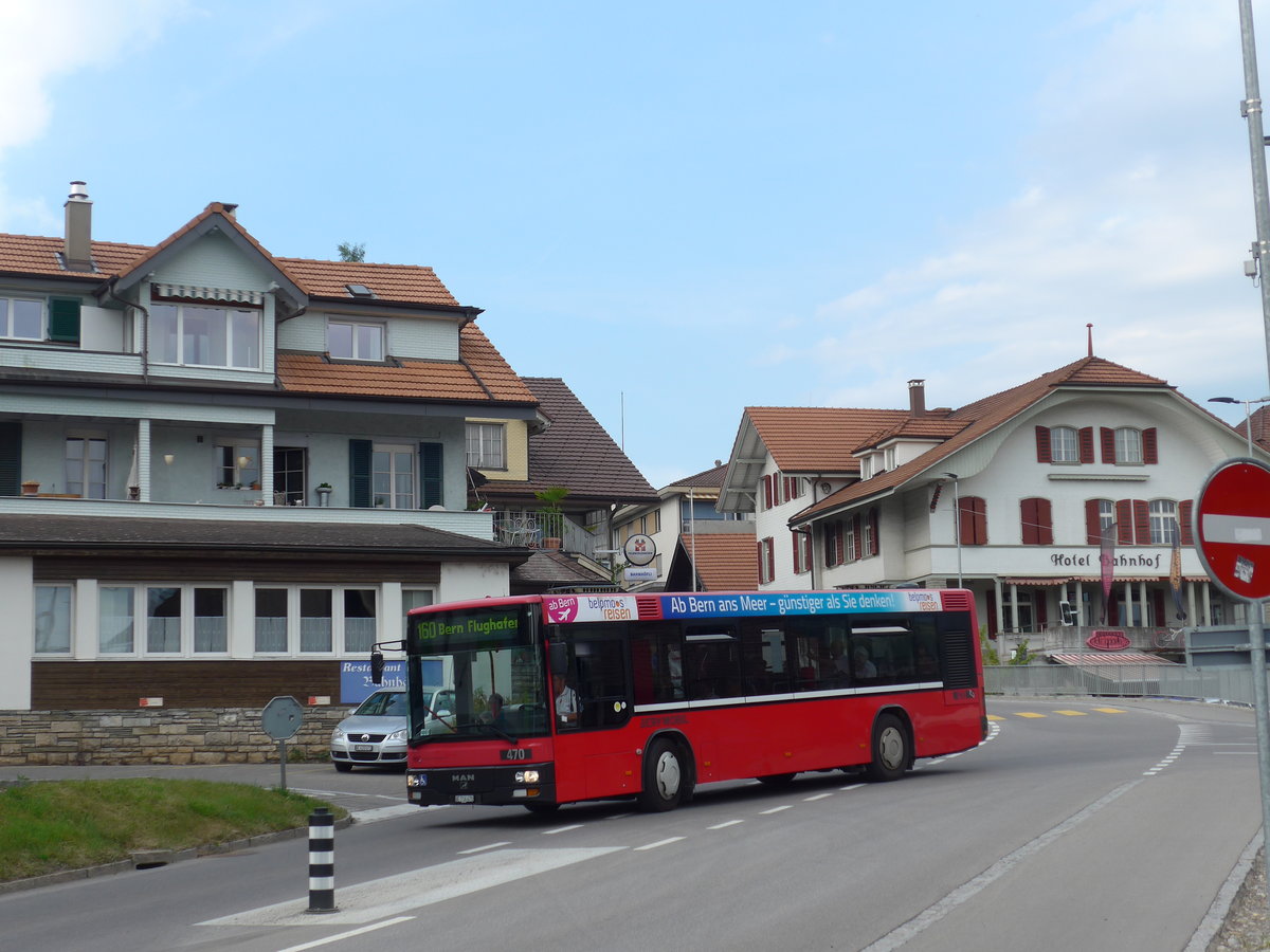 (180'900) - Bernmobil, Bern - Nr. 470/BE 716'470 - MAN/Gppel (ex Peyer, Niederwangen Nr. 70) am 28. Mai 2017 beim Bahnhof Konolfingen