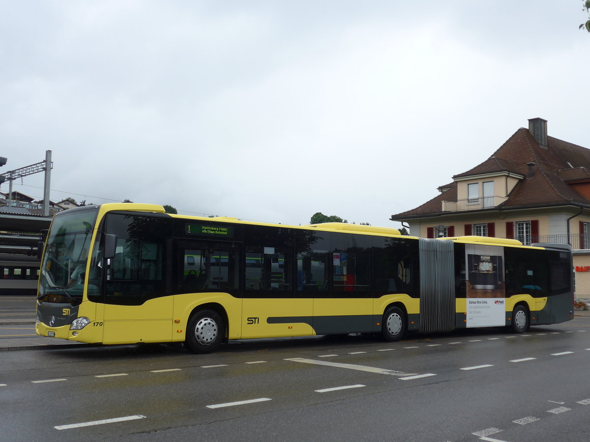 (180'945) - STI Thun - Nr. 170/BE 752'170 - Mercedes am 4. Juni 2017 beim Bahnhof Spiez