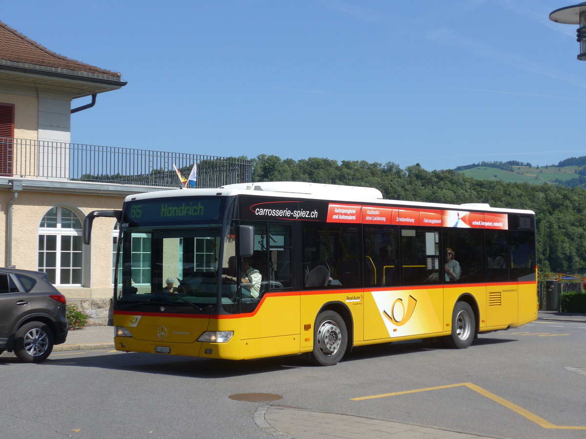 (182'456) - PostAuto Bern - BE 489'810 - Mercedes (ex Portenier, Adelboden Nr. 10) am 31. Juli 2017 beim Bahnhof Spiez