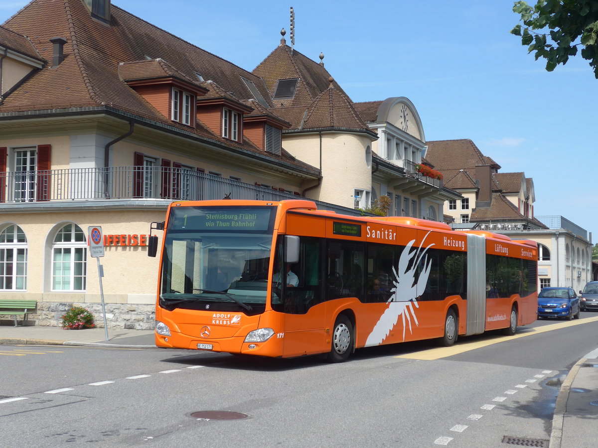 (182'458) - STI Thun - Nr. 171/BE 752'171 - Mercedes am 31. Juli 2017 beim Bahnhof Spiez