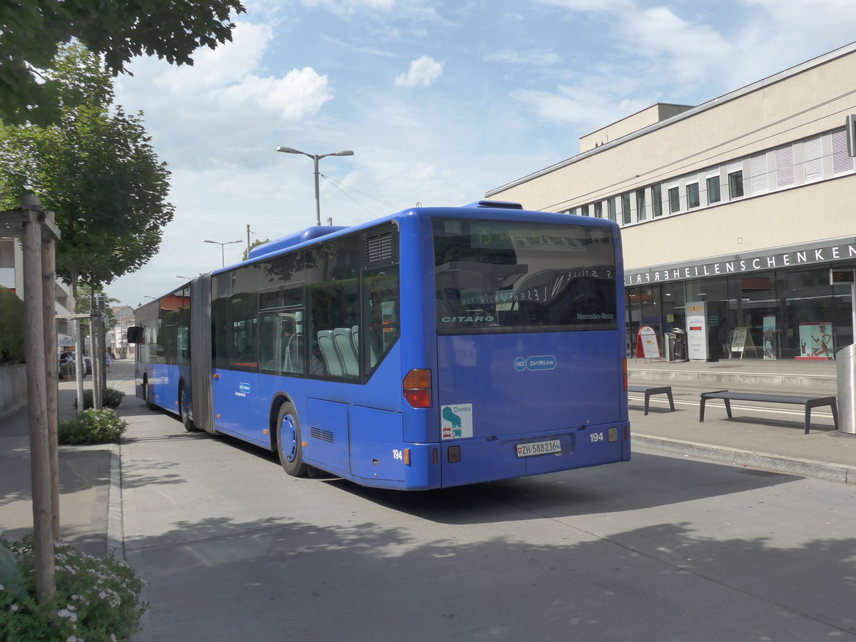 (182'654) - VBZ Zrich - Nr. 194/ZH 588'236 - Mercedes (ex VZO Grningen Nr. 64) am 3. August 2017 in Zrich, Schwamendingerplatz