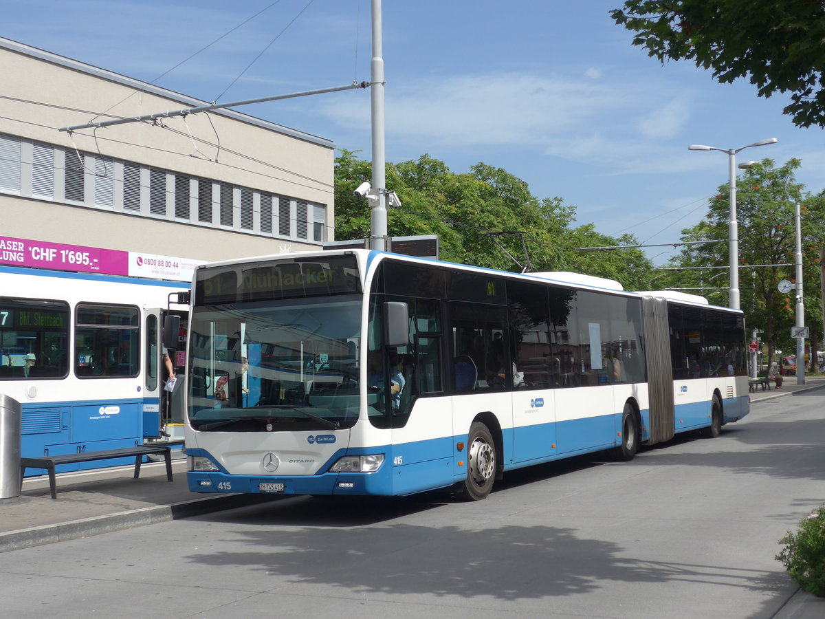(182'663) - VBZ Zrich - Nr. 415/ZH 745'415 - Mercedes am 3. August 2017 in Zrich, Schwamendingerplatz