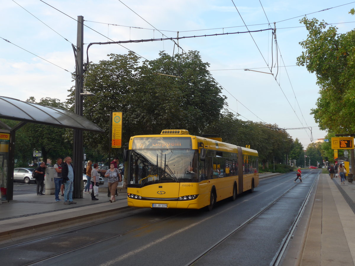 (183'110) - DVB Dresden - Nr. 458'019/DD-VB 1019 - Solaris am 9. August 2017 in Dresden, Pirnaischer Platz