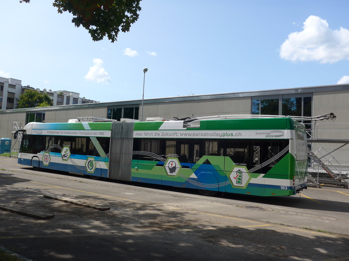 (183'745) - VBZ Zrich - Nr. 183 - Hess/Hess Gelenktrolleybus am 20. August 2017 in Zrich, Garage Hardau