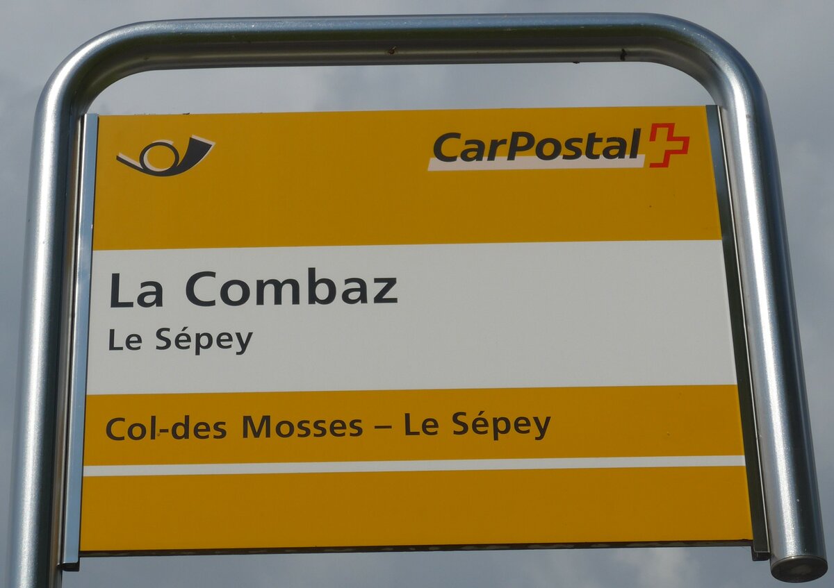 (183'985) - PostAuto-Haltestellenschild - Le Spey, La Combaz - am 24. August 2017