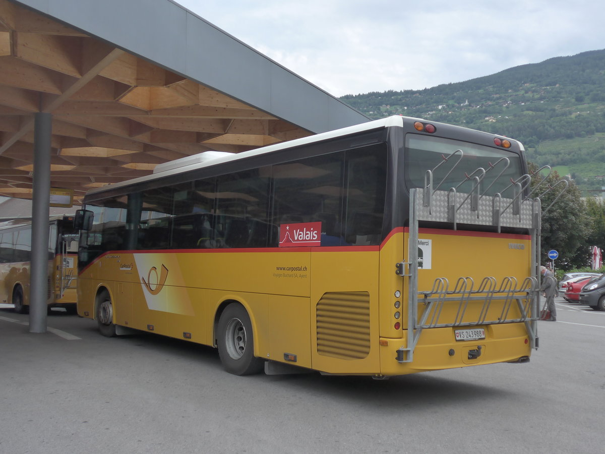 (184'064) - Buchard, Leytron - VS 243'988 - Irisbus am 24. August 2017 beim Bahnhof Sion
