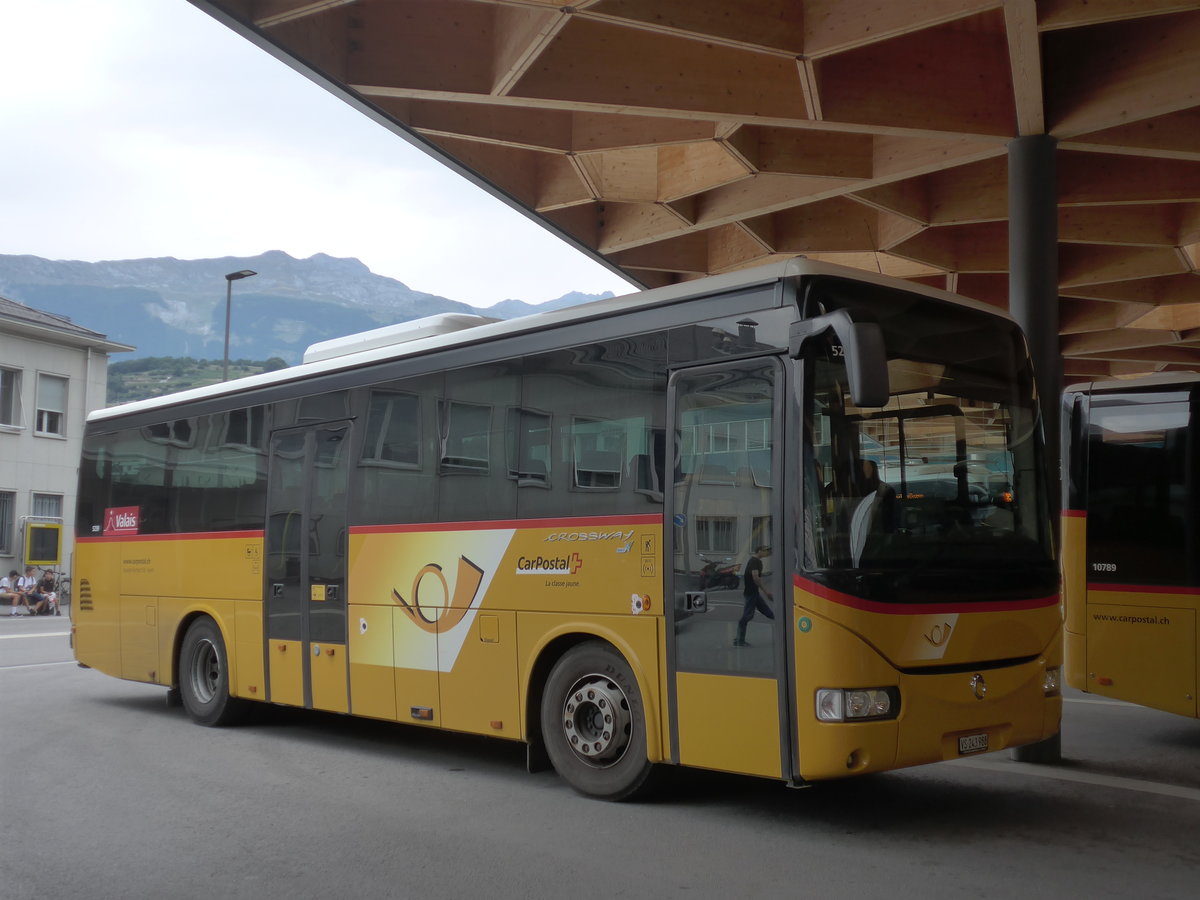 (184'065) - Buchard, Leytron - VS 243'988 - Irisbus am 24. August 2017 beim Bahnhof Sion