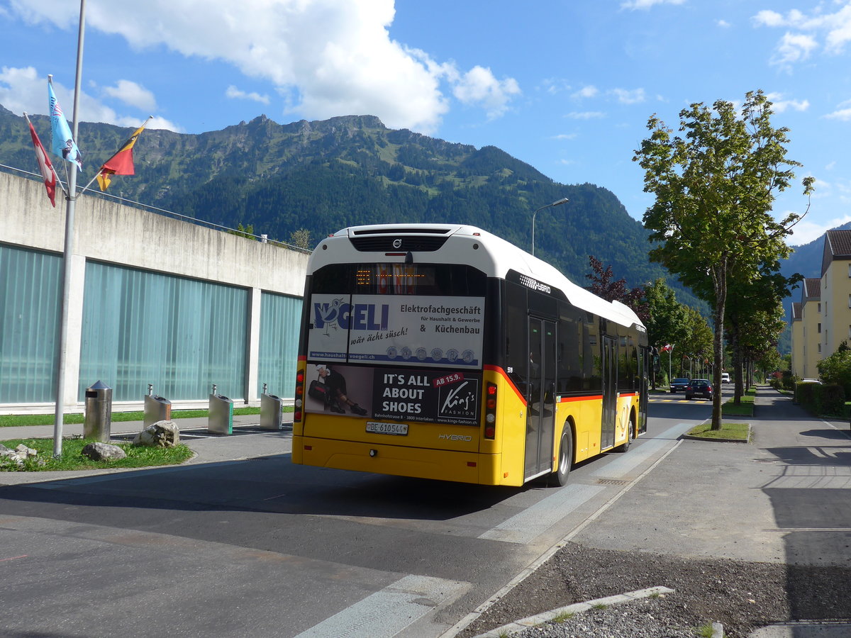 (184'626) - PostAuto Bern - BE 610'544 - Volvo am 3. September 2017 beim Bahnhof Interlaken Ost