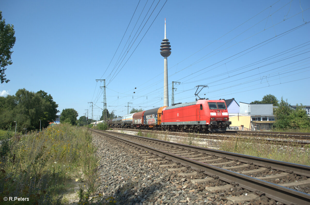 185 072-6 durchfährt Nürnberh Hohe Marter mit einem Gemischten Güterzug. 13.08.24