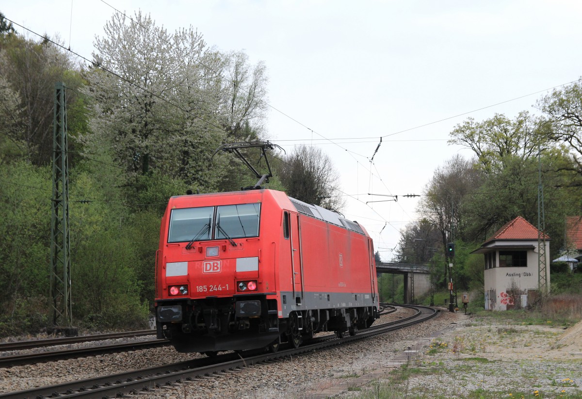 185 244-1 alleine in Richtung M�nchen unterwegs am 14. April 2014 in Assling.
