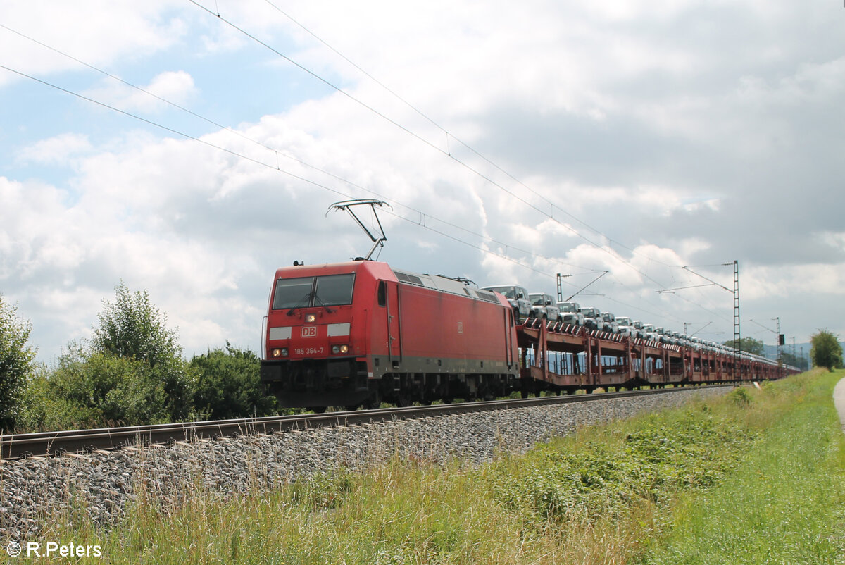 185 364-7 zieht den Roverzug aus Hegyeshalom - Aachen West bei Pölling. 13.07.24