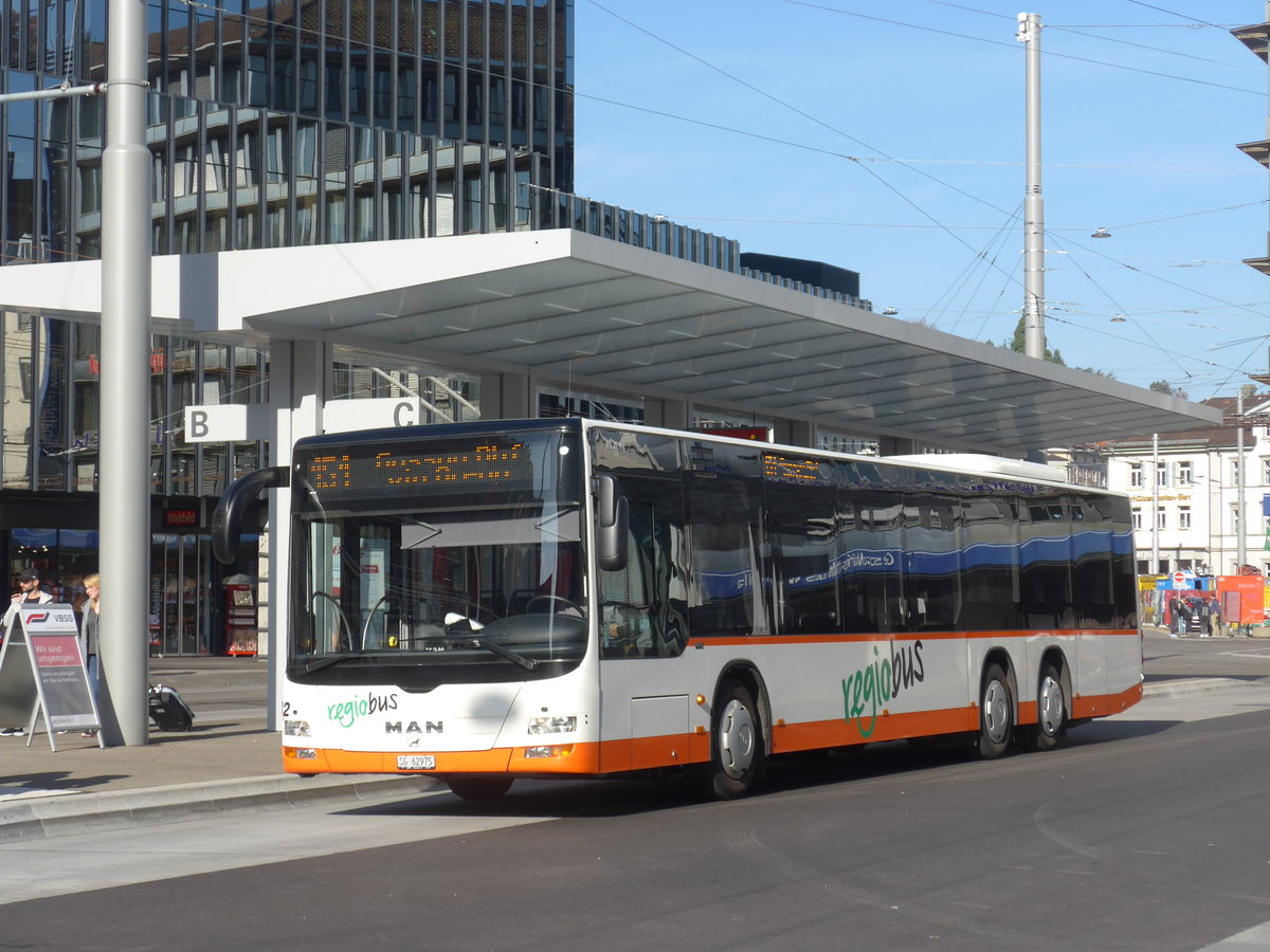 (185'944) - Regiobus, Gossau - Nr. 32/SG 62'975 - MAN am 19. Oktober 2017 beim Bahnhof St. Gallen
