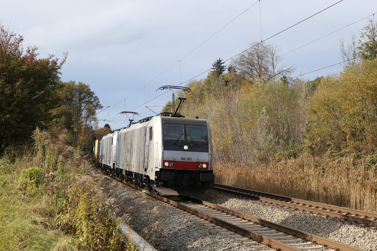 186 283 und 186 xxx am 3. November 2019 bei Grabenst�tt.