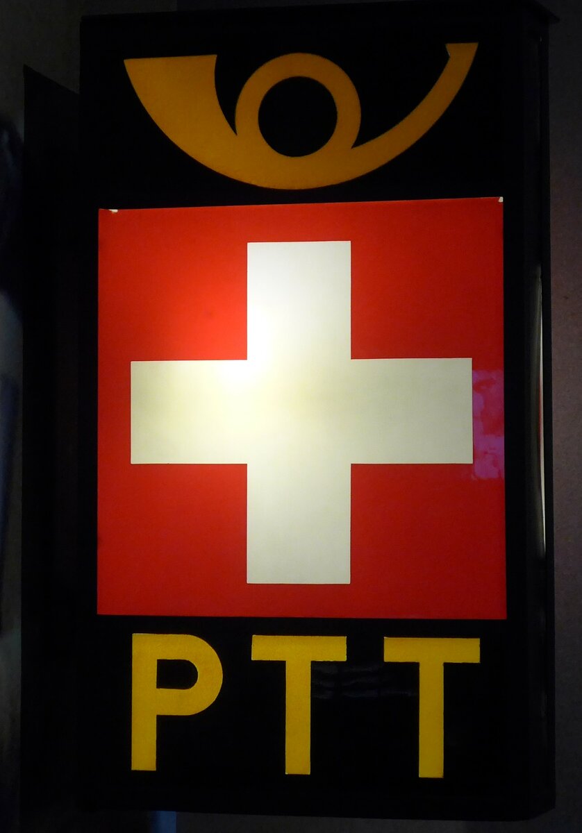 (186'549) - Altes Postautoschild am 19. November 2017 in Bern, Museum fr Kommunikation