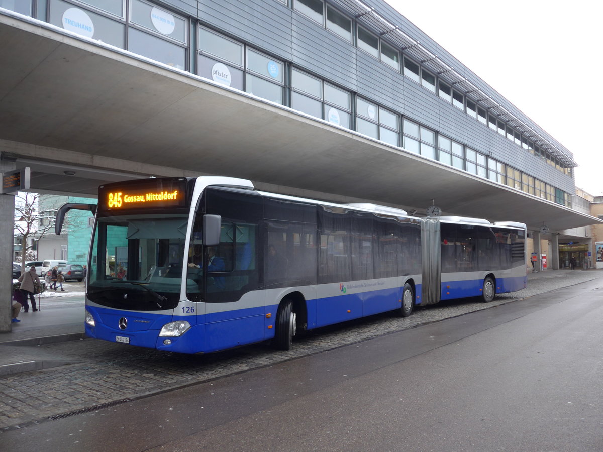 (186'905) - VZO Grningen - Nr. 126/ZH 484'126 - Mercedes am 9. Dezember 2017 beim Bahnhof Uster