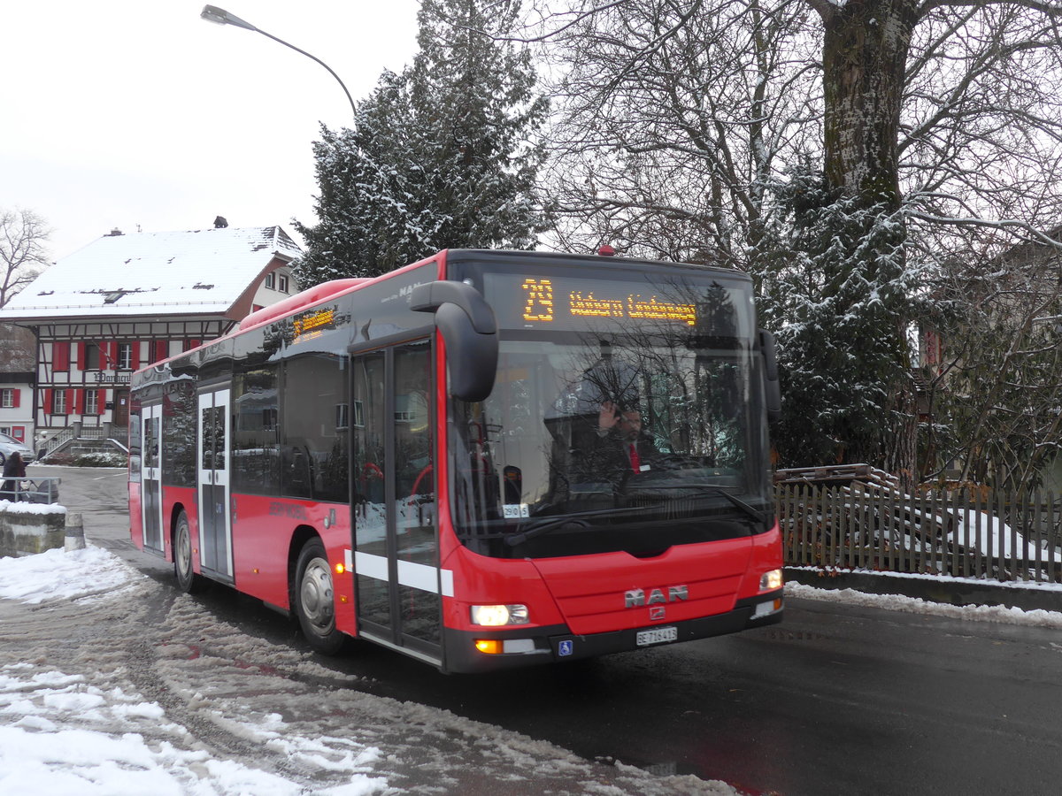 (187'092) - Bernmobil, Bern - Nr. 413/BE 716'413 - MAN am 18. Dezember 2017 beim Bahnhof Niederwangen