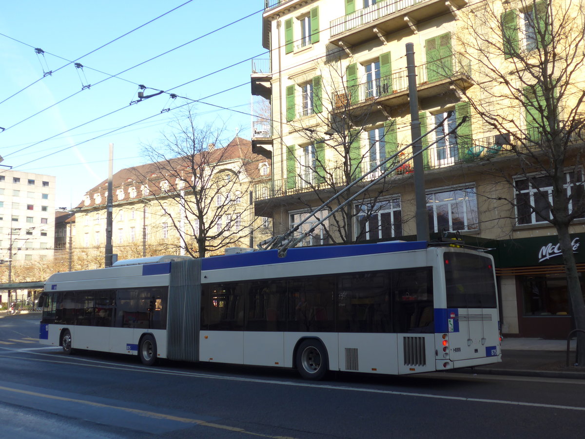 (187'168) - TL Lausanne - Nr. 875 - Hess/Hess Gelenktrolleybus am 23. Dezember 2017 in Lausanne, Chauderon