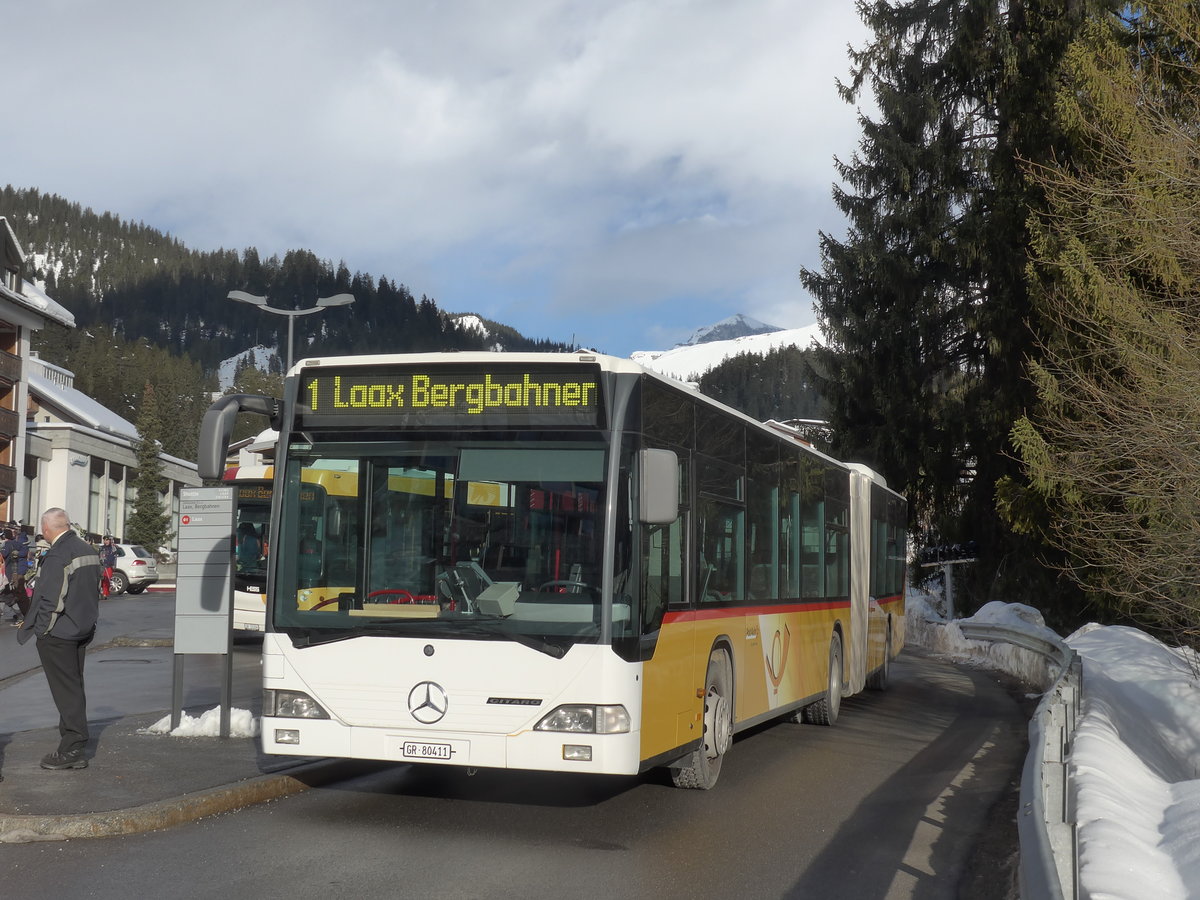 (187'351) - Stuppan, Flims - GR 80'411 - Mercedes (ex PostAuto Zrich Nr. 80; ex Eruobus, Arbon Nr. 4) am 26. Dezember 2017 in Laax, Bergbahnen