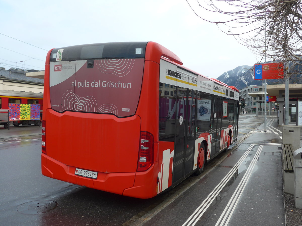 (187'541) - SBC Chur - Nr. 18/GR 97'518 - Mercedes am 1. Januar 2018 beim Bahnhof Chur