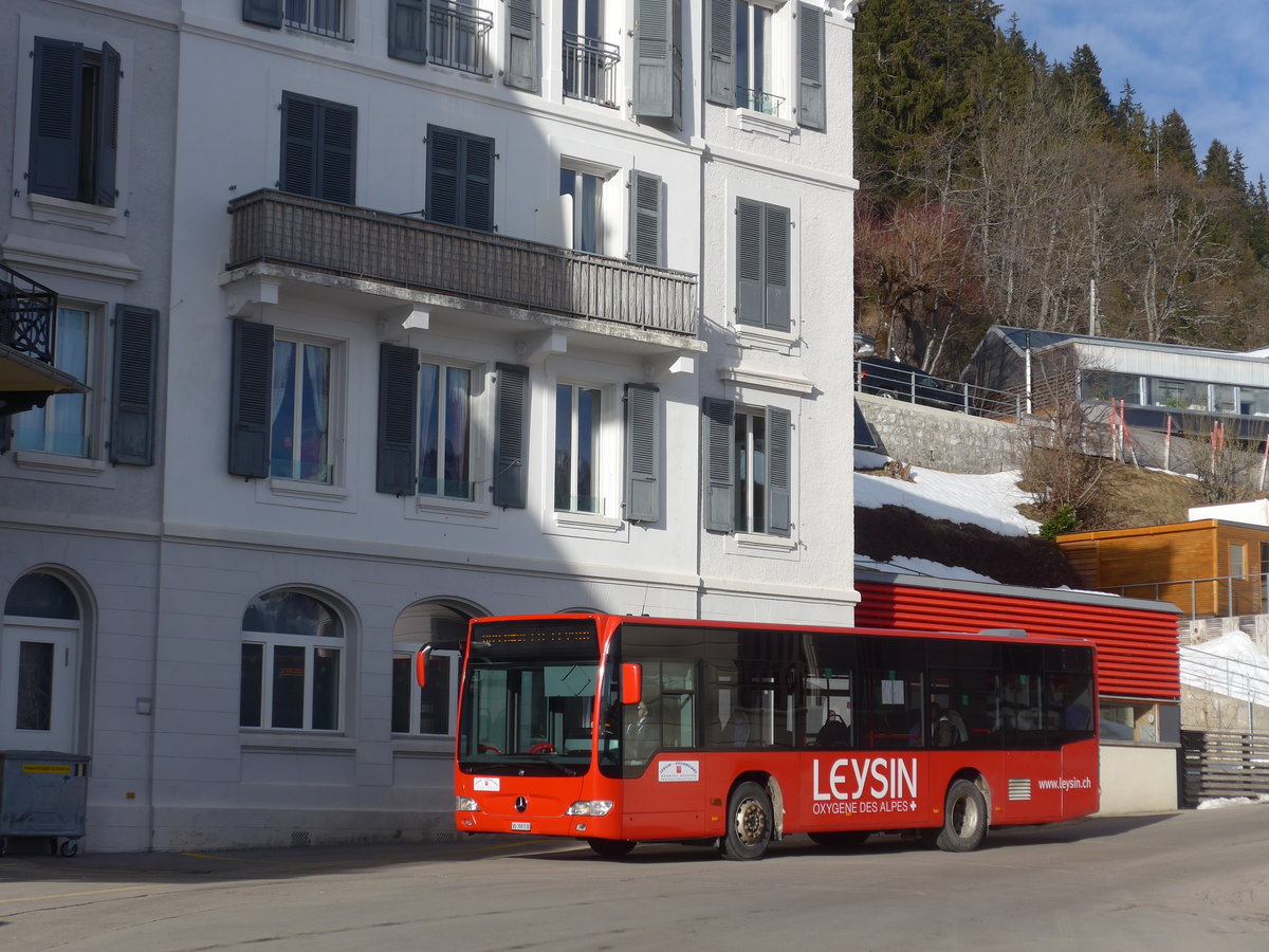 (187'956) - Leysin-Excursions, Leysin - VD 398'538 - Mercedes (ex Imfeld, D-Landstuhl) am 14. Januar 2018 beim Bahnhof Leysin-Feydey