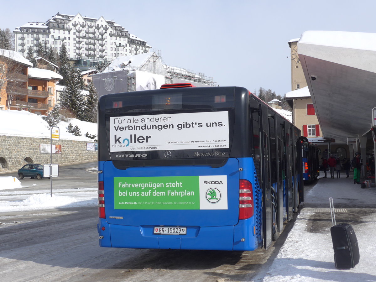 (188'111) - Chrisma, St. Moritz - GR 15'029 - Mercedes am 3. Februar 2018 beim Bahnhof St. Moritz
