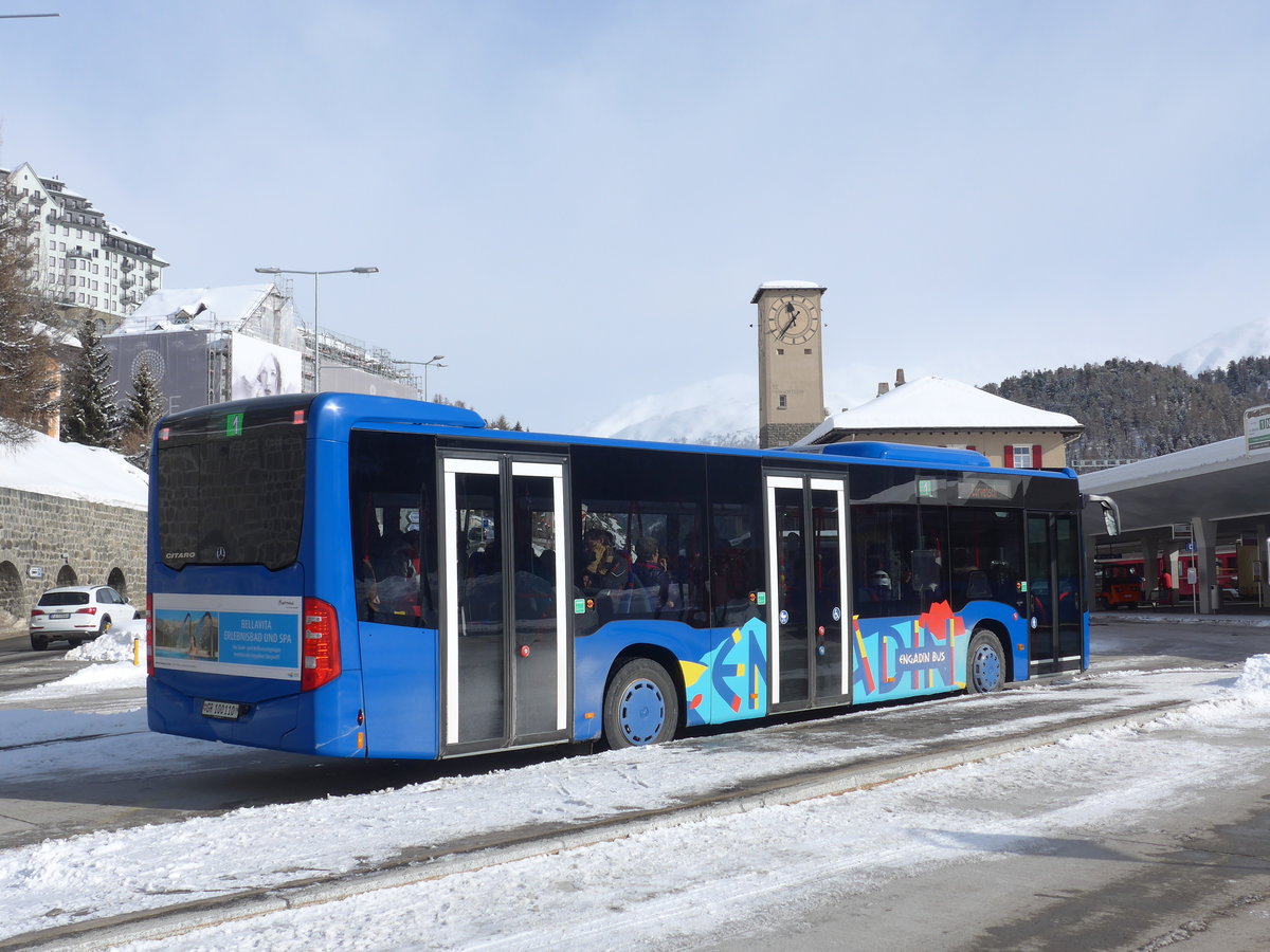 (188'113) - SBC Chur - Nr. 110/GR 100'110 - Mercedes am 3. Februar 2018 beim Bahnhof St. Moritz