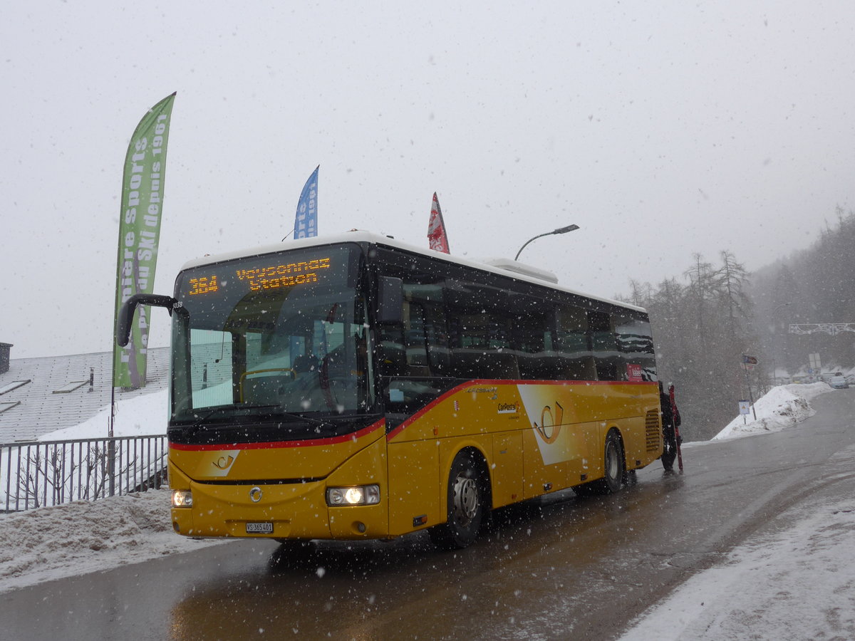 (188'364) - PostAuto Wallis - Nr. 19/VS 365'401 - Irisbus am 11. Februar 2018 in Veysonnaz, Tlcabine