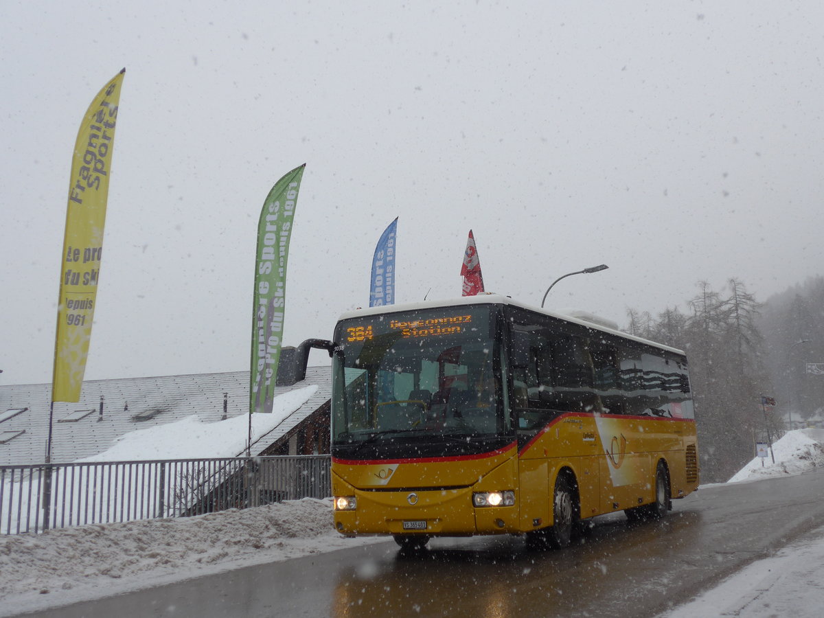 (188'365) - PostAuto Wallis - Nr. 19/VS 365'401 - Irisbus am 11. Februar 2018 in Veysonnaz, Tlcabine