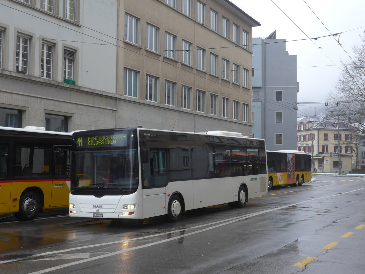 (188'653) - Funi-Car, Biel - Nr. 1/BE 117'301 - MAN am 15. Februar 2018 in Biel, Bahnhofplatz