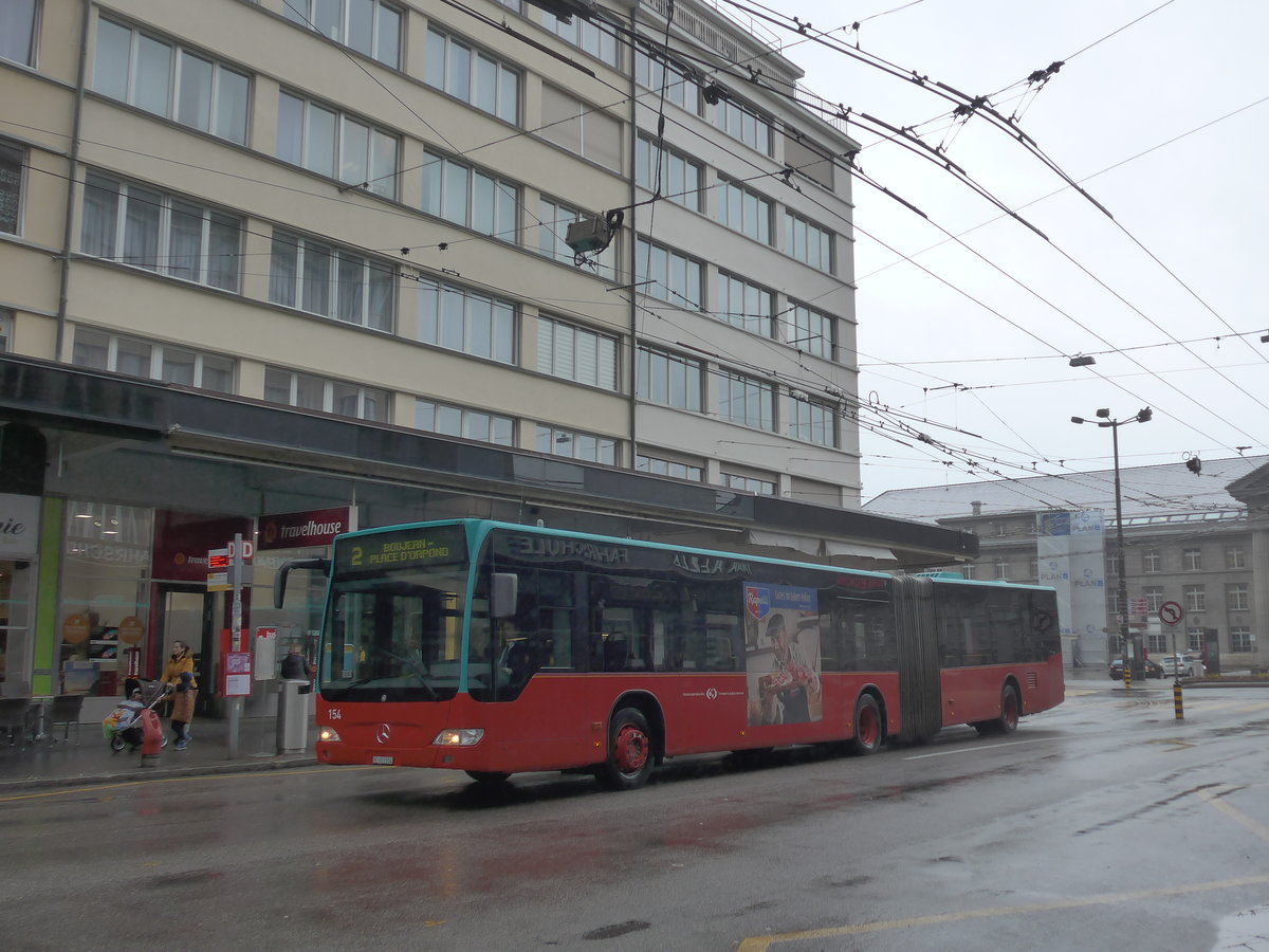 (188'672) - VB Biel - Nr. 154/BE 653'154 - Mercedes am 15. Februar 2018 beim Bahnhof Biel